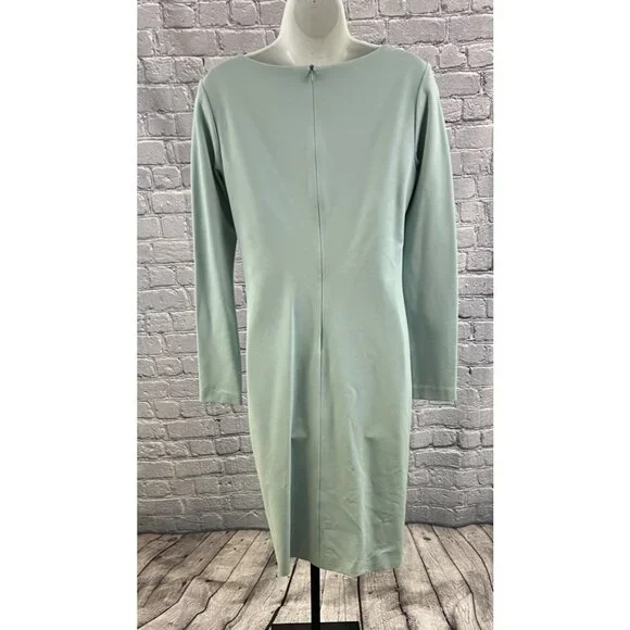 Escada V-Neck Knee-Length Dress - Smocked Blue Size 38 US 6 - Picture 3 of 11